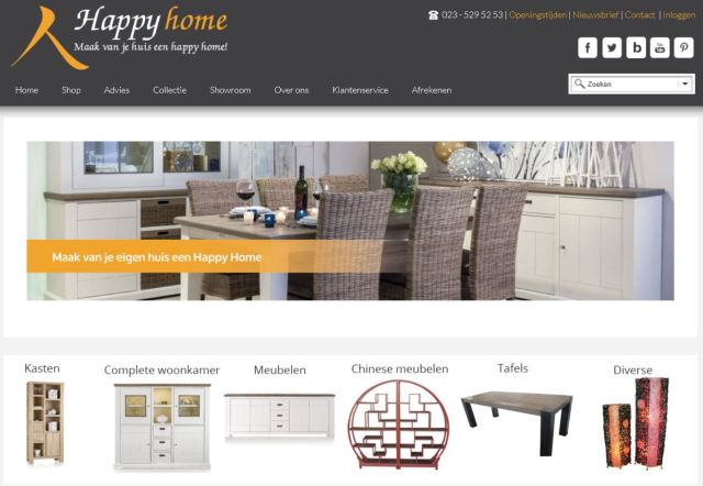 Woonwinkel Happy Home website